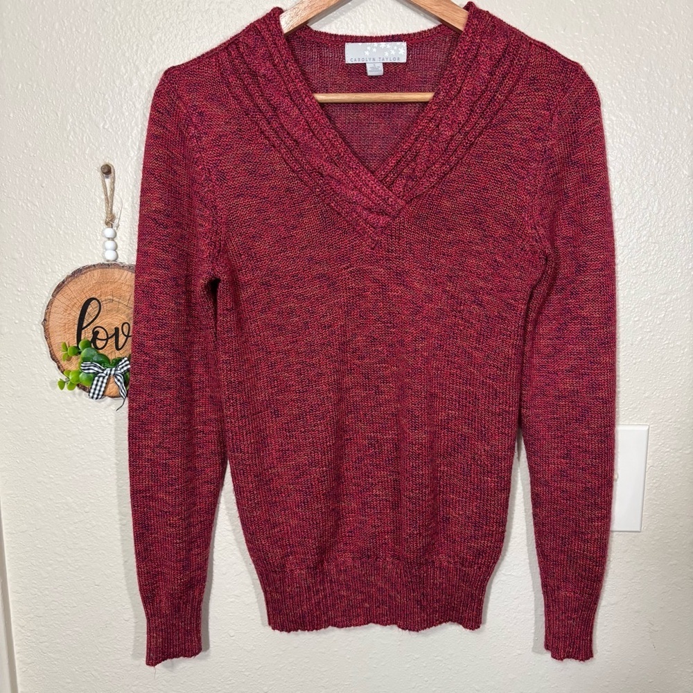 Carolyn Taylor Pink V-Neck Sweater Size S